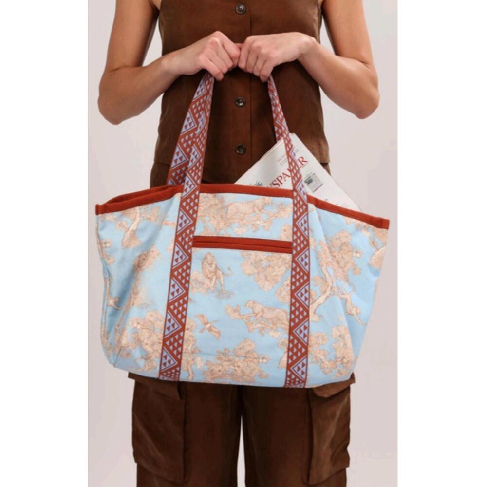 NEW LAS SUREÑAS women's african leopard custom tote bag in blue